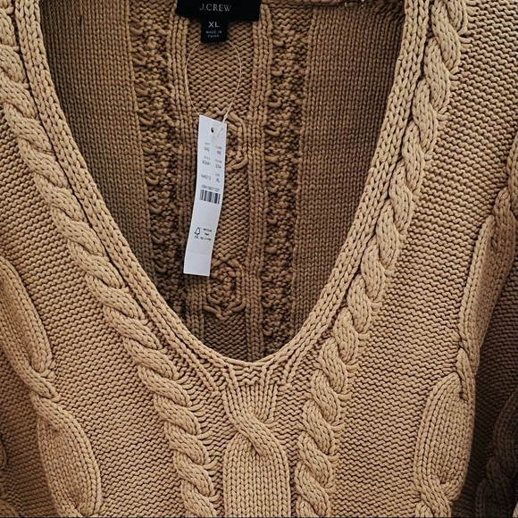 J CREW V Neck Cable-Knit Sweater Size XL - Picture 7 of 10